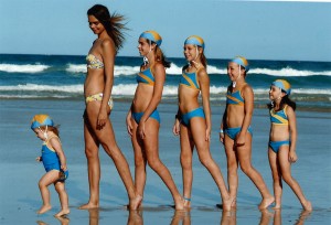 Samantha Harris joins in a photoshoot with Surfers Paradise Nippers